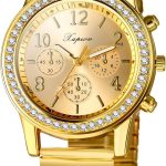 Quartz Watch Gold Plated Stretch Band Wristwatch